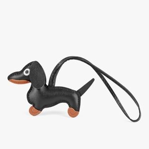 Black Dachshund Faux Leather Bag Charm
